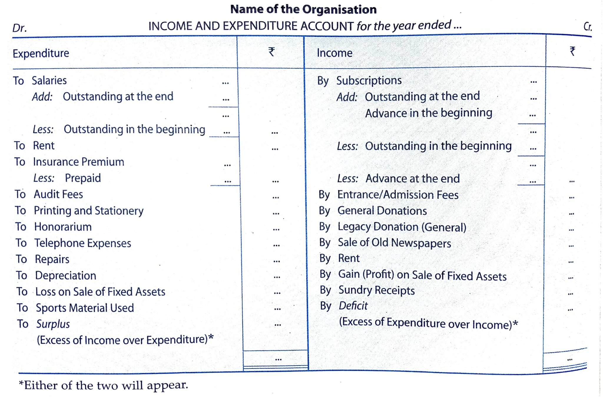 Income And Expenditure Account NPO Format Features Meaning Class 12