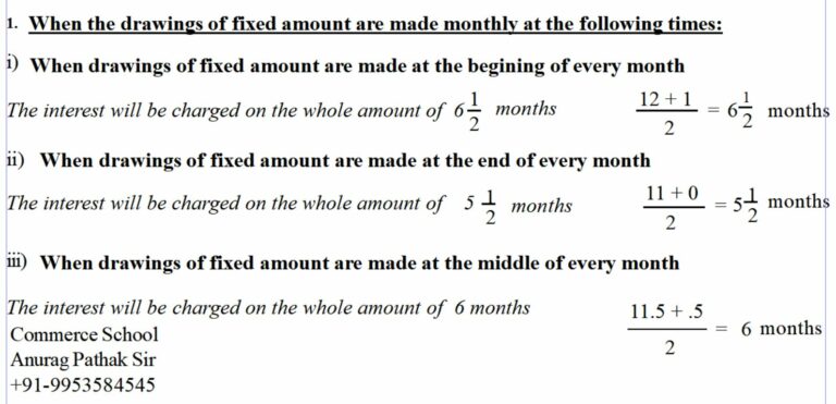 Methods To Calculate Interest On Drawings Class 12