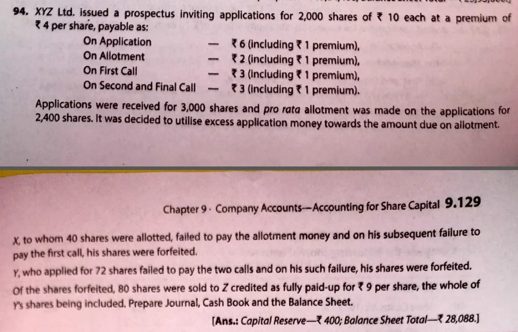 CBSE Q. 94 Solution of Accounting for Share Capital TS Grewal Class 12 (2022-23)